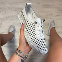Pantofi damă casual cu șiret elastic din piele naturală Cod 788