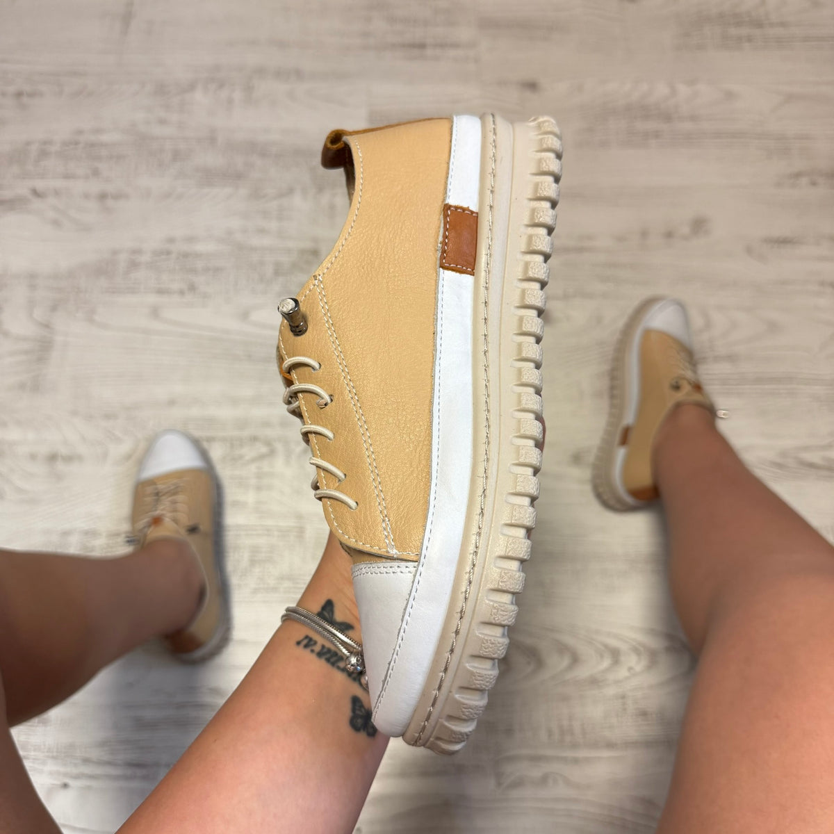 Pantofi damă casual cu șiret elastic din piele naturală Cod 786
