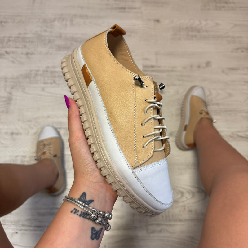 Pantofi damă casual cu șiret elastic din piele naturală Cod 786