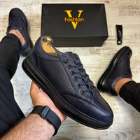 Pantofi SNEAKERS Barbati Indigo , usori confortabili , Cusuti , Piele Naturala cod 715