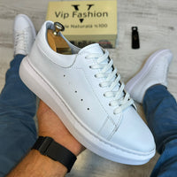 Adidasi unisex, Albi usori si confortabil, Cusuti  , Piele Naturala cod 447