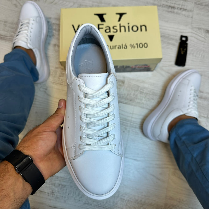 Adidasi unisex, Albi usori si confortabil, Cusuti  , Piele Naturala cod 447