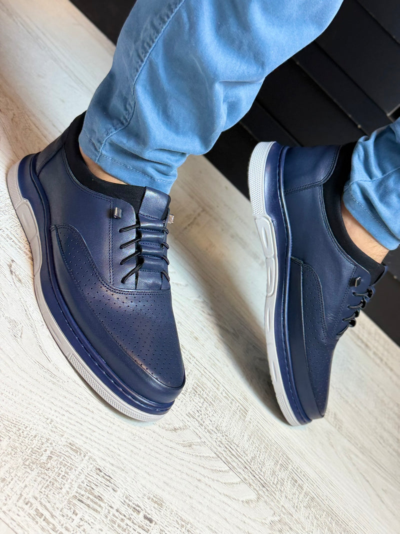Adidasi barbati, Indigo Usori  si confortabil, Cusuti , EMESTO  Piele Naturala cod 475