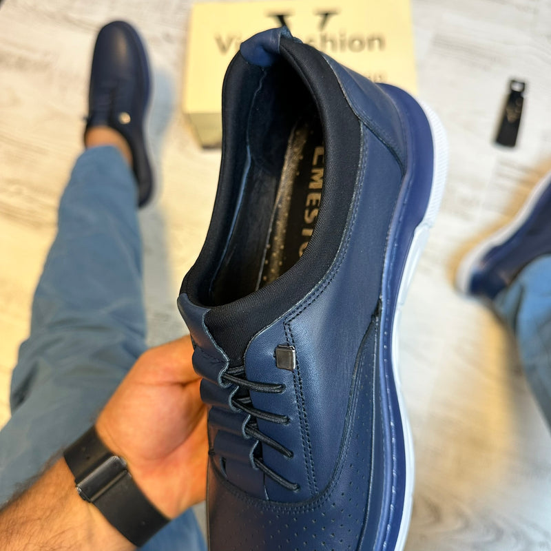 Adidasi barbati, Indigo Usori  si confortabil, Cusuti , EMESTO  Piele Naturala cod 475