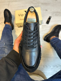 Adidasi barbati, Negrii ,usori  confortabili, Cusuti, Piele Naturala cod 863