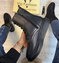 Ghete inalte din piele naturală 100% Imblanite, confortabile și rezistențente COD 885