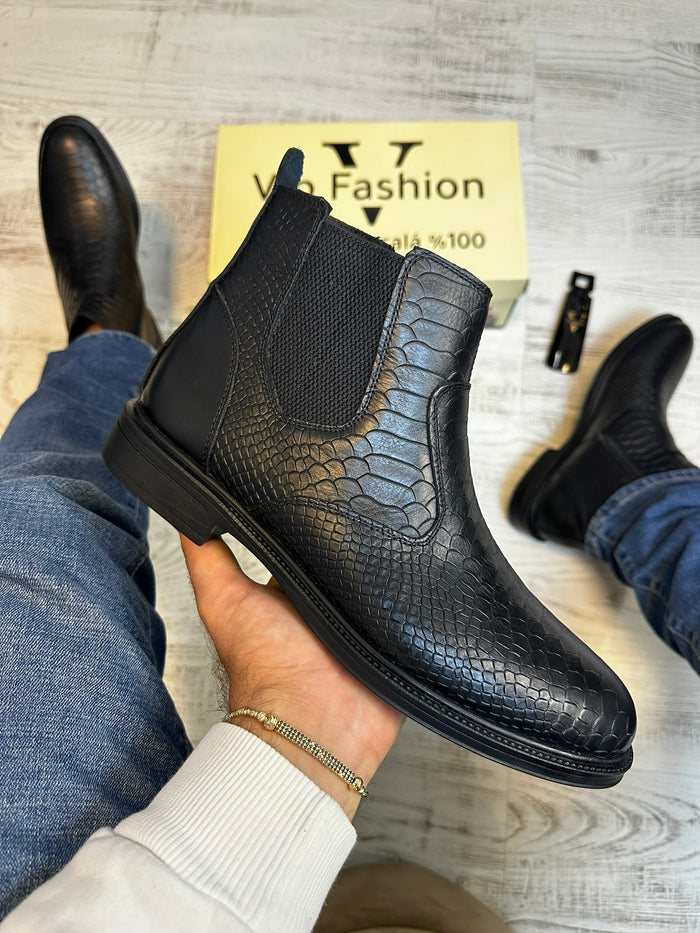 Ghete din Piele Naturală 100% Stil Sarpe pentru Bărbați COD 878