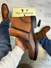 Ghete din Piele Naturală 100% Stil Sarpe pentru Bărbați COD 877