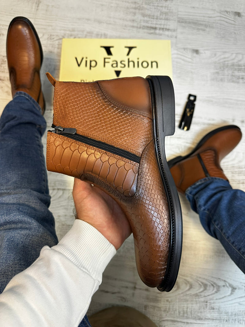 Ghete din Piele Naturală 100% Stil Sarpe pentru Bărbați COD 877