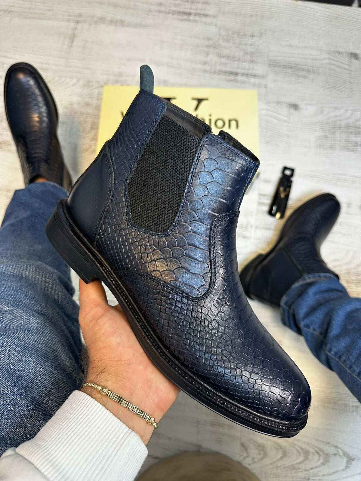 Ghete din Piele Naturală 100% Stil Sarpe pentru Bărbați COD 875