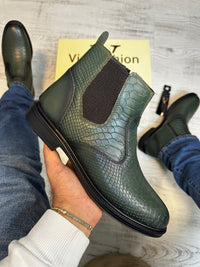 Ghete din Piele Naturală 100% Stil Sarpe pentru Bărbați COD 874