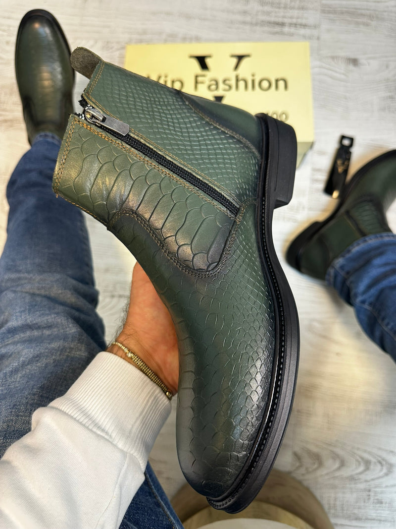 Ghete din Piele Naturală 100% Stil Sarpe pentru Bărbați COD 874