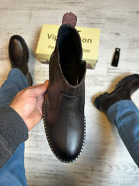 Ghete Moderne Cafee din Piele Naturală 100 % pentru Bărbați COD 896