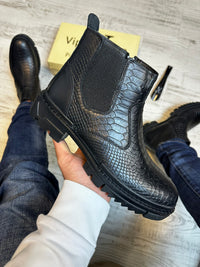 Ghete Moderne Design Sarpe din Piele Naturală 100 % pentru Bărbați COD 905