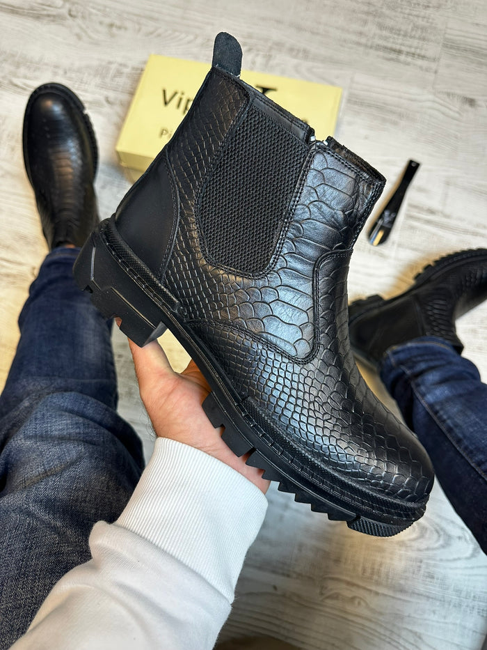 Ghete Moderne Design Sarpe din Piele Naturală 100 % pentru Bărbați COD 905