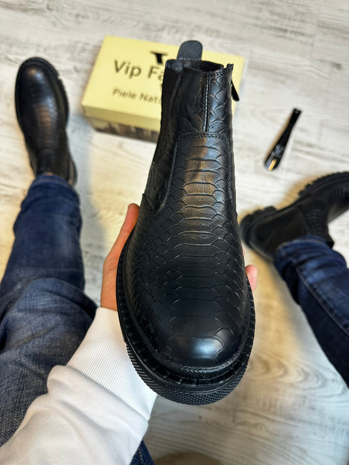 Ghete Moderne Design Sarpe din Piele Naturală 100 % pentru Bărbați COD 905