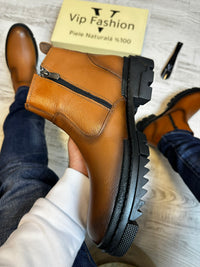 Ghete Moderne Maro din Piele Naturală 100 % pentru Bărbați COD 904