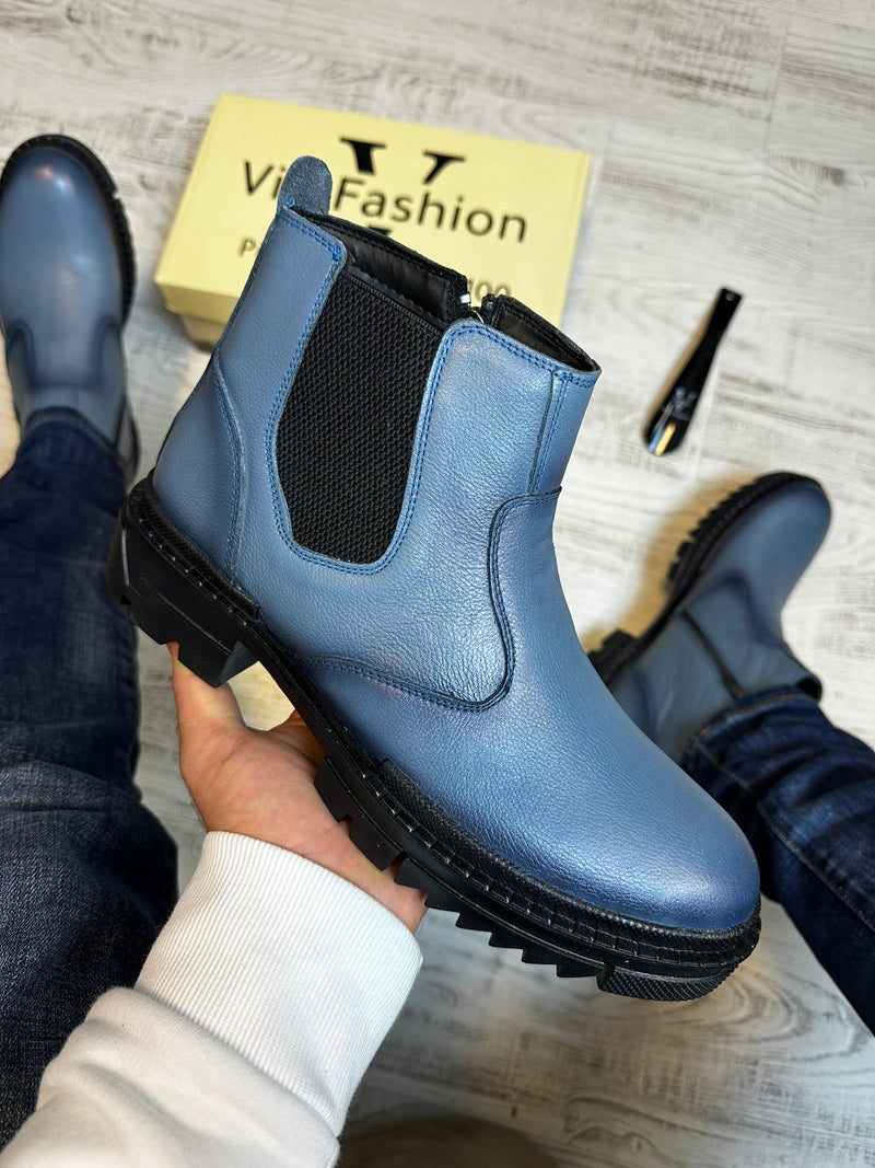 Ghete Moderne  Blue din Piele Naturală 100 % pentru Bărbați COD 903