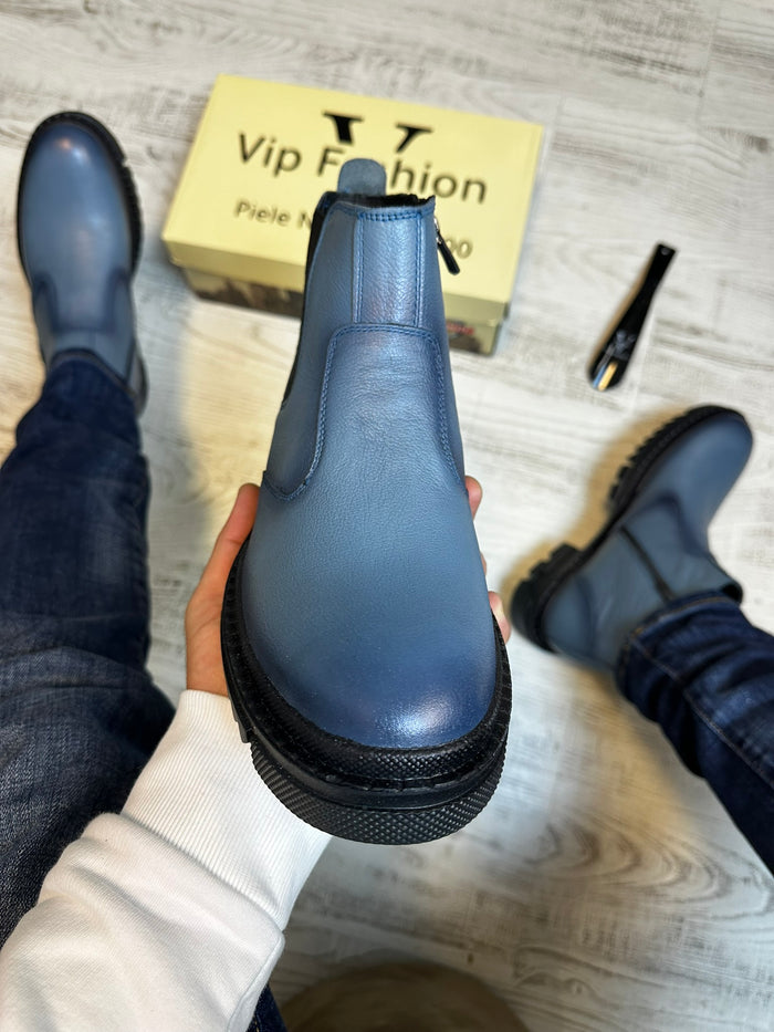 Ghete Moderne  Blue din Piele Naturală 100 % pentru Bărbați COD 903