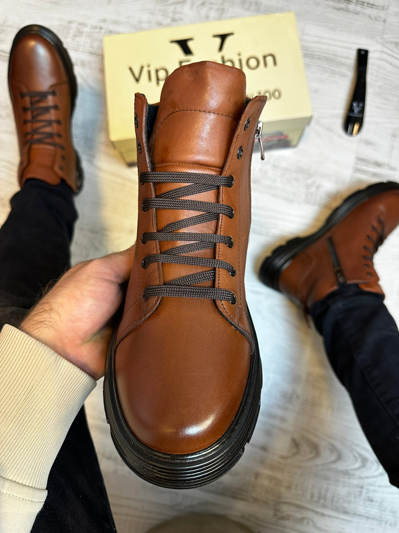 Ghete Moderne Exclusive din Piele Naturală 100 % Maro pentru Bărbați COD 909