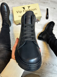 Ghete Moderne Exclusive din Piele Naturală 100 % negru pentru Bărbați COD 908