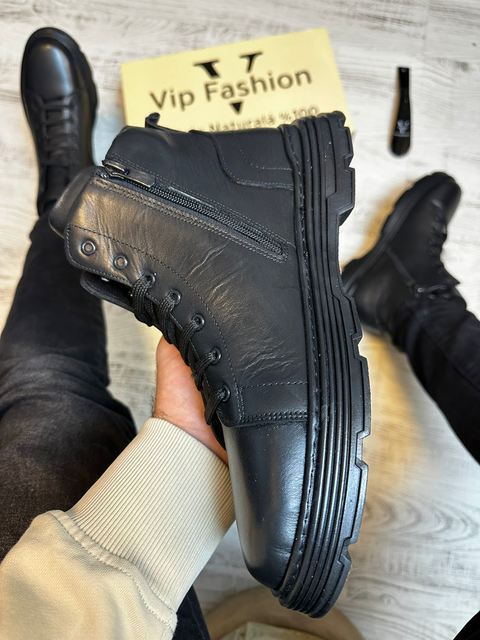 Ghete Moderne Exclusive din Piele Naturală 100 % negru pentru Bărbați COD 908