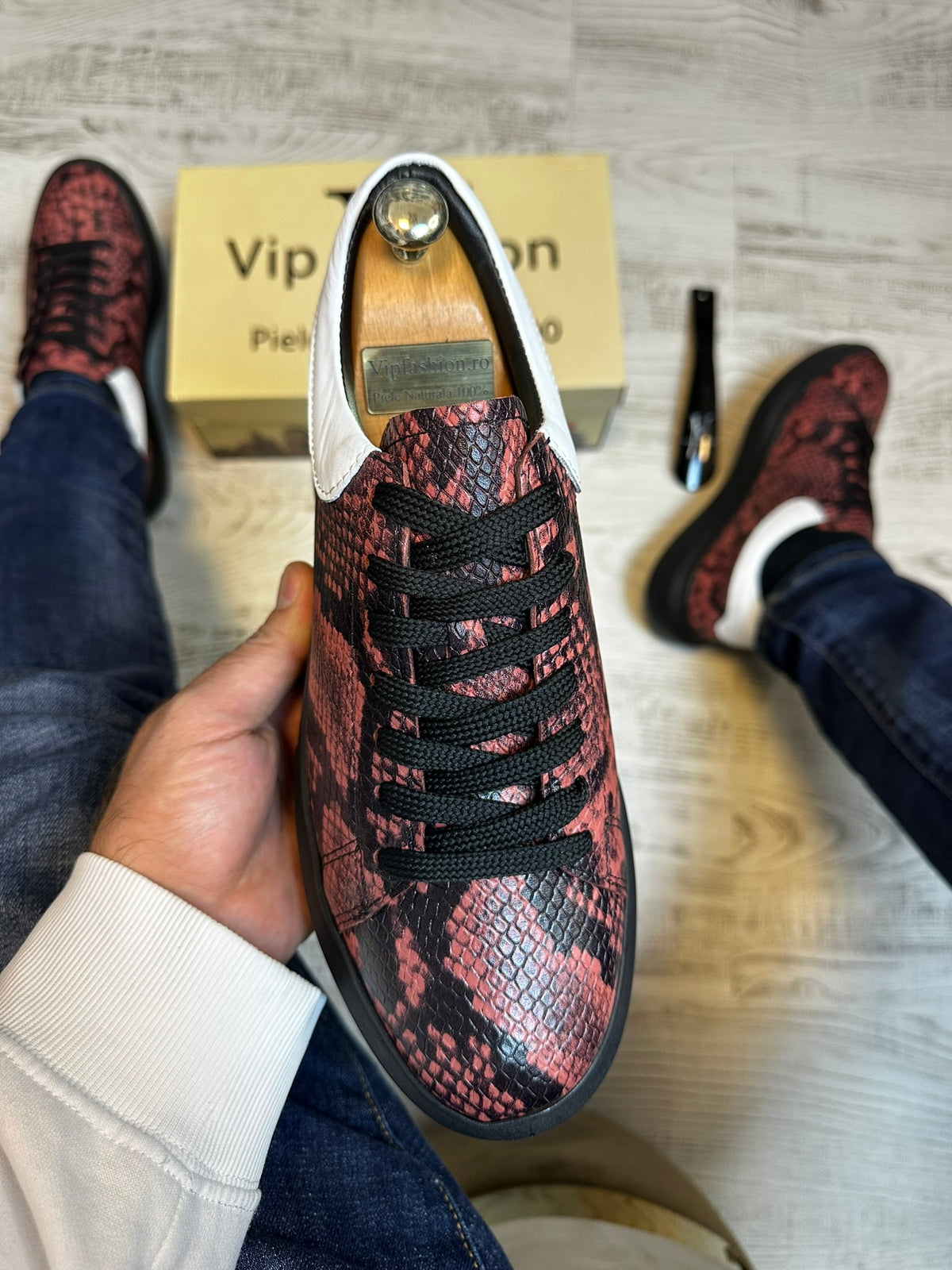 Pantofi Sport Barbati Siret Design Sarpe Piele Naturala 100% COD 911