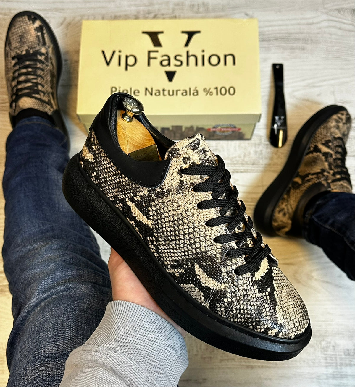 Pantofi Sport Barbati Siret Design Sarpe Piele Naturala 100% COD 916