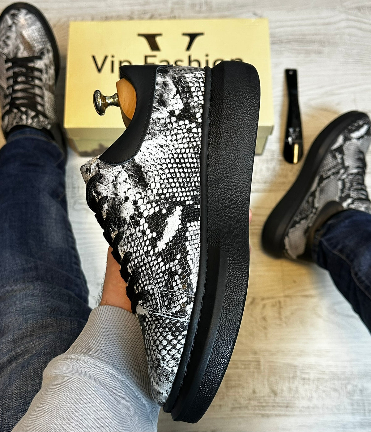 Pantofi Sport Barbati Siret Design Sarpe Piele Naturala 100% COD 915