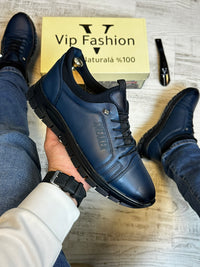 Pantofi SNEAKERS Barbati Indigo , usori confortabili , Cusuti , Piele Naturala cod 717
