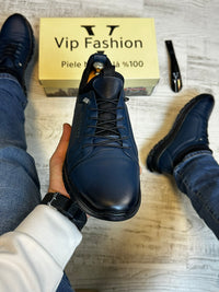 Pantofi SNEAKERS Barbati Indigo , usori confortabili , Cusuti , Piele Naturala cod 717