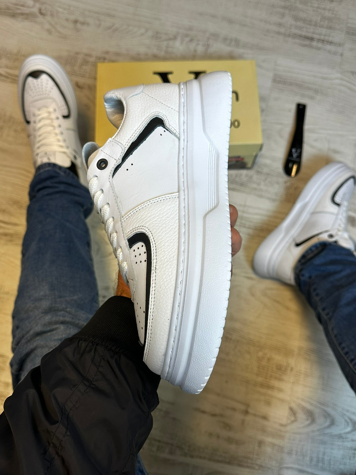 Pantofi Sport Premium Barbati Moderni Model Nou ALB Piele Naturala Cod 927