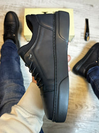 Pantofi Sport Negru Talpa Spuma Cusuti Casual Piele Naturala 100% COD 934