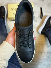 Pantofi Sport Negru Talpa Spuma Cusuti Casual Piele Naturala 100% COD 933