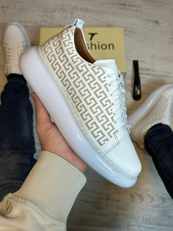 Pantofi Sport Barbati Siret Design VSC ALB Piele Naturala 100% COD 931