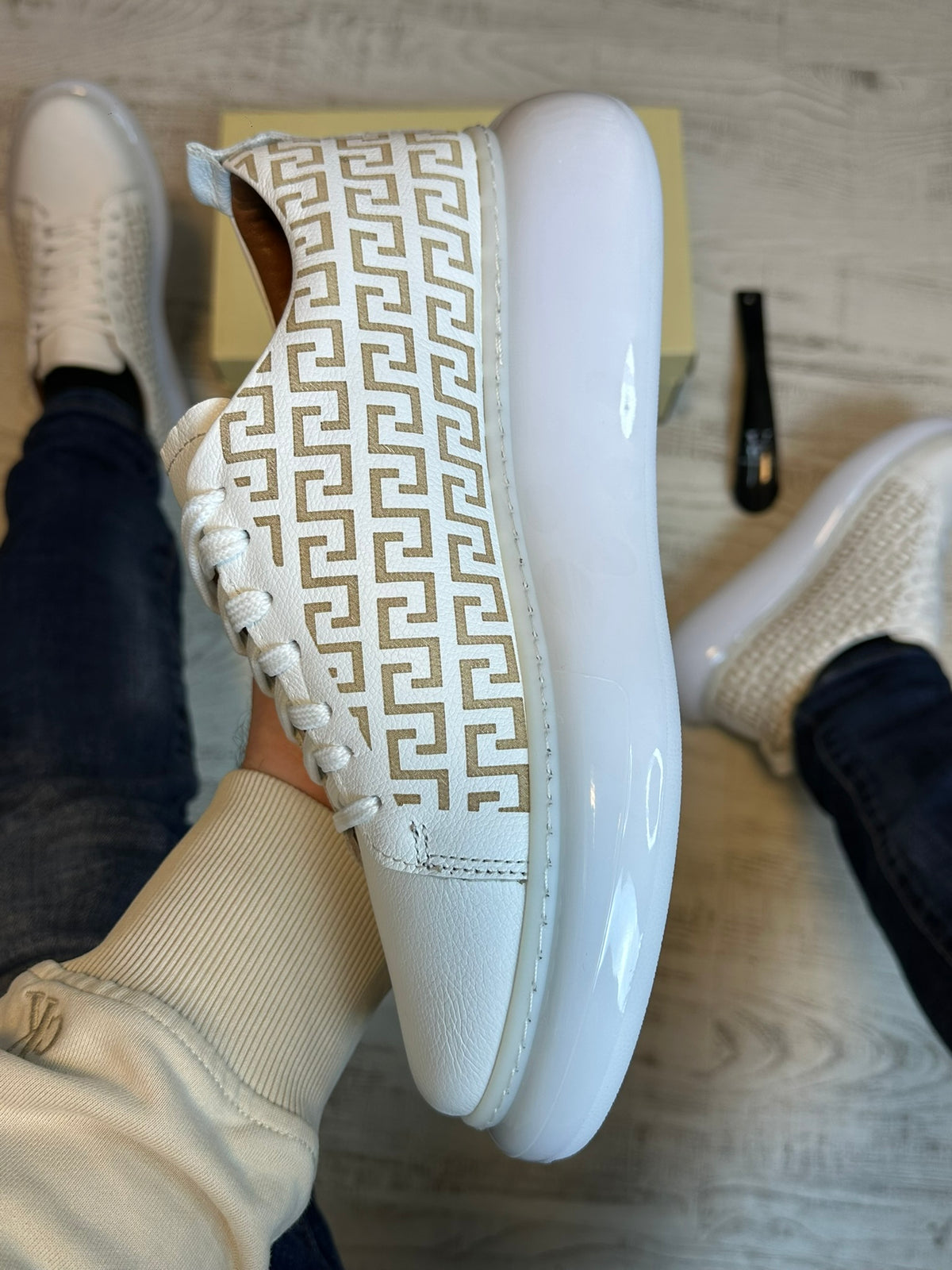 Pantofi Sport Barbati Siret Design VSC ALB Piele Naturala 100% COD 931