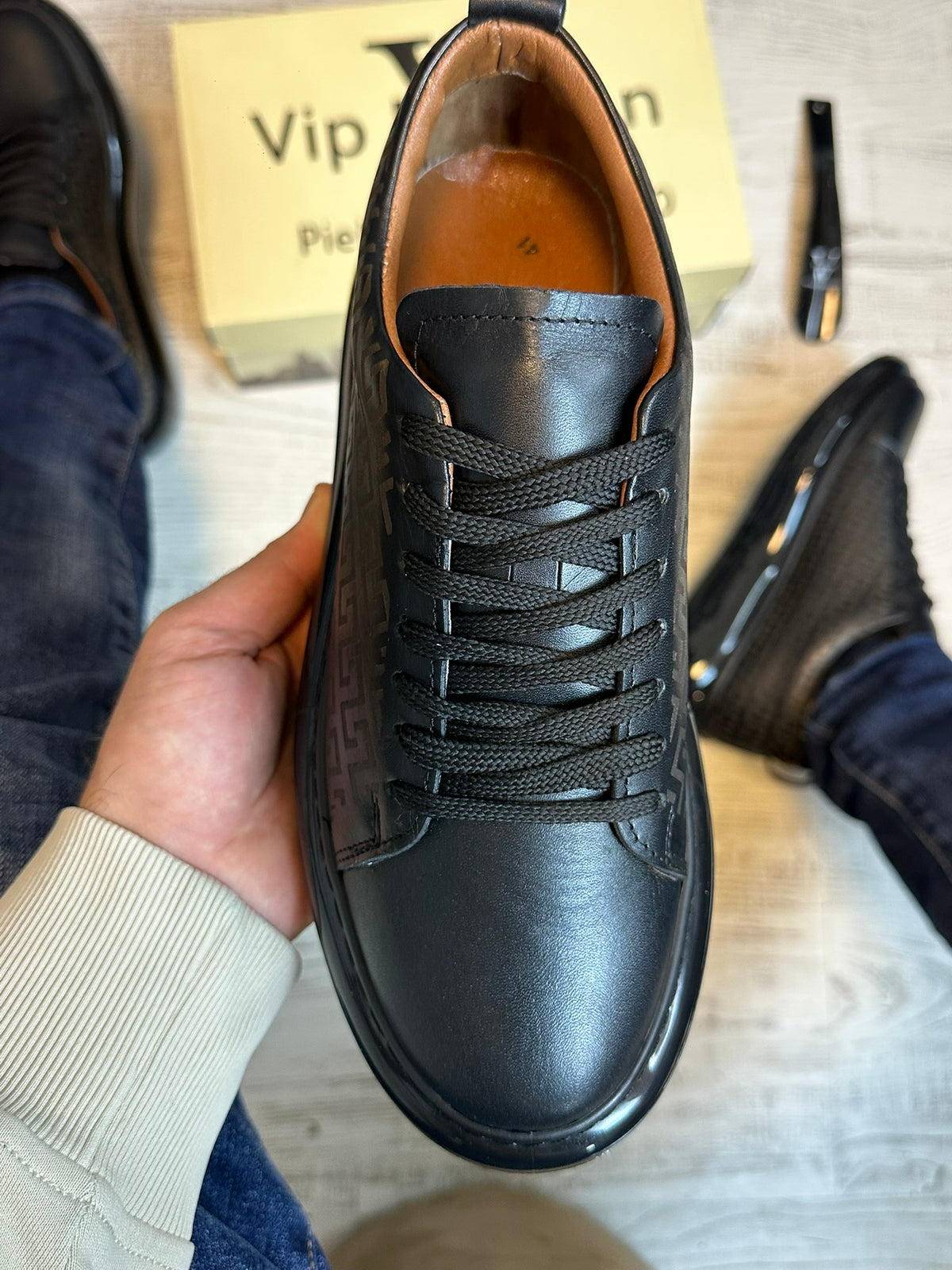 Pantofi Sport Barbati Siret Design VSC NEGRU  Piele Naturala 100% COD 932