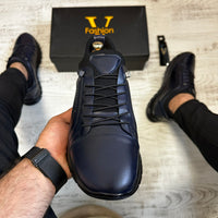 Pantofi SNEAKERS Barbati Indigo , usori confortabili , Cusuti , Piele Naturala cod 717