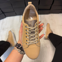 Pantofi damă casual cu șiret din piele naturală BEIGE&GOLD Cod 729