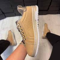 Pantofi damă casual cu șiret din piele naturală BEIGE&GOLD Cod 729