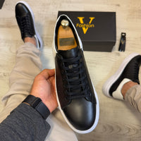 Pantofi Sport Barbati Siret Casual Black-White Piele Naturala Barbati COD 738
