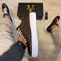 Pantofi Sport Barbati Siret Casual Cafe-Verde Piele Naturala Barbati COD 734
