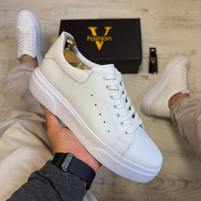 Pantofi Sport Barbati Siret Casual White Piele Naturala Barbati COD 733