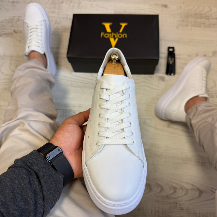 Pantofi Sport Barbati Siret Casual White Piele Naturala Barbati COD 733