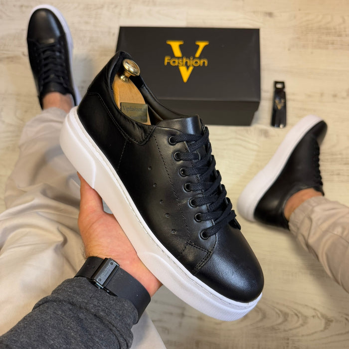 Pantofi Sport Barbati Siret Casual Black Piele Naturala Barbati COD 736
