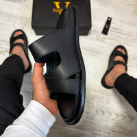 Papuci Barbati Premium Cusuti Din Piele Naturala 100% COD 760