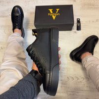 Pantofi Sport Barbati Siret Casual Full Black Piele Naturala Barbati COD 735