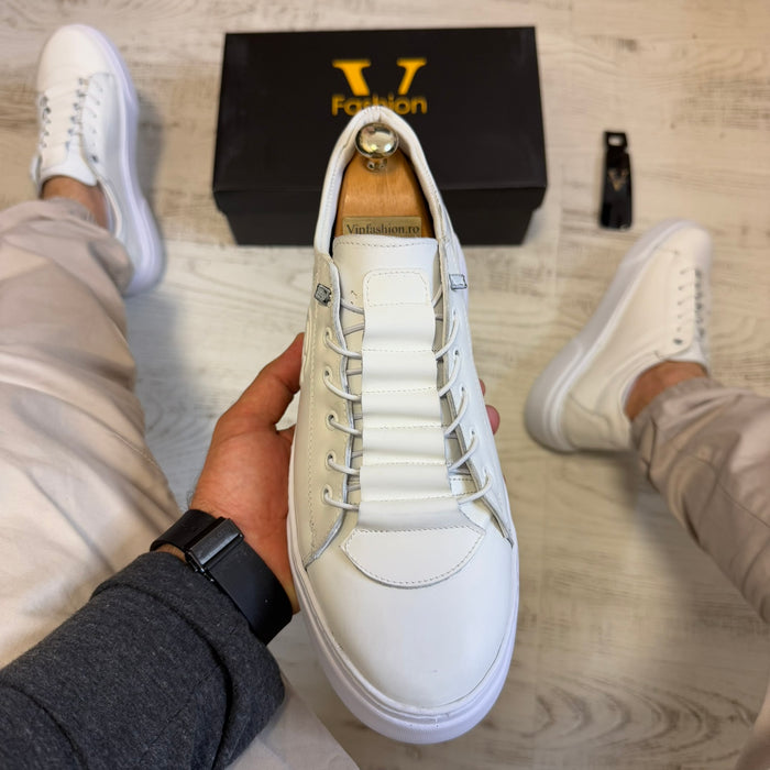 Pantofi Sport Barbati B Casual White Piele Naturala Barbati COD 737