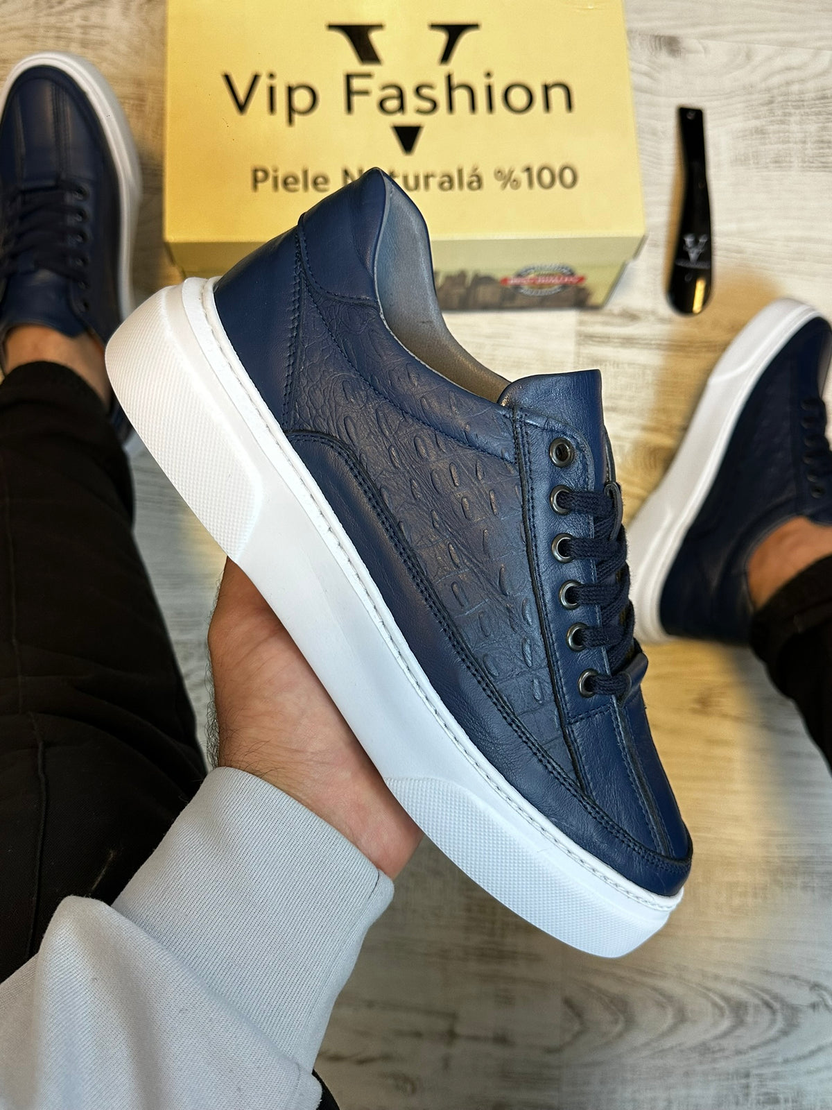 Pantofi Sport Casual Croco Piele Naturala Barbati  COD 938