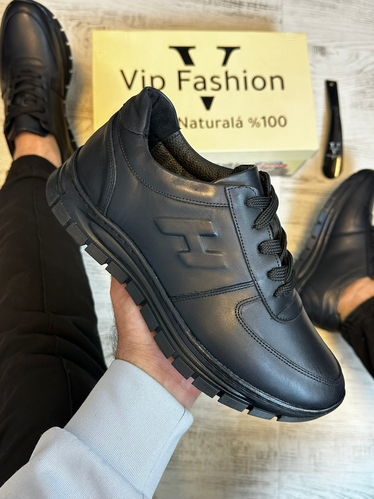 Adidasi barbati H Negrii ,usori confortabili, Cusuti, Piele Naturala 100%  cod 944
